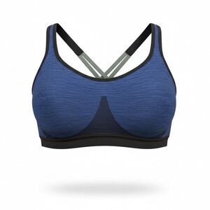 Victoria's Secret Sport Front Zip Sports Bra Blue Criss Cross Back Impact 34D